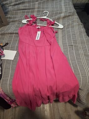 Steve Madden Girls' Hot Pink Tie-Shoulder Dress